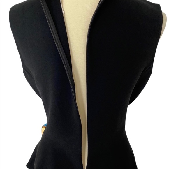 NWT Rebecca Taylor Black Crepe & Lace Sleeveless Peplum Blouse Size 10 - Picture 9 of 12